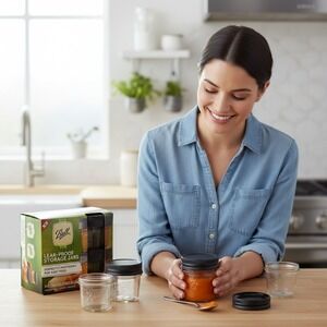 Ball Leak-Proof Storage Jars 4oz Baby Food 4 Pack Freezer Safe New